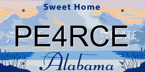 PE4RCE Alabama License Plate