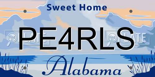 PE4RLS Alabama License Plate