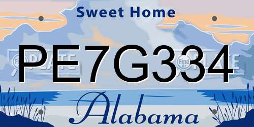 PE7G334 Alabama License Plate
