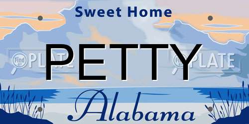 PETTY Alabama License Plate