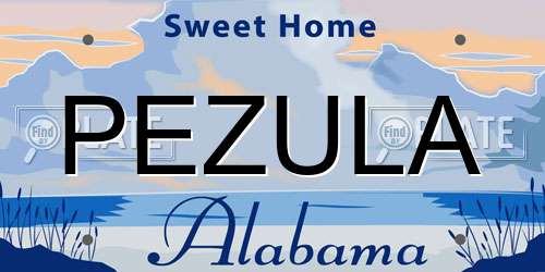 PEZULA Alabama License Plate
