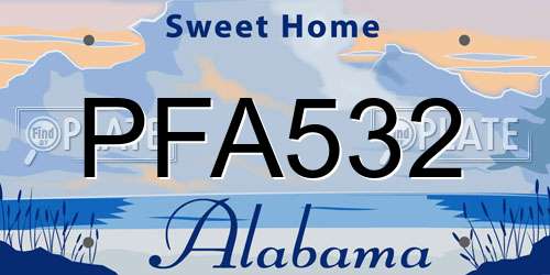 PFA532 Alabama License Plate