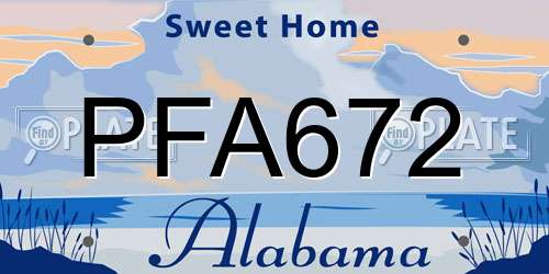 PFA672 Alabama License Plate