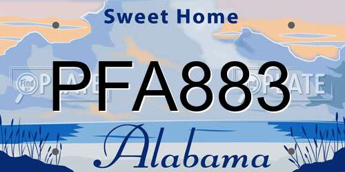 PFA883 Alabama License Plate