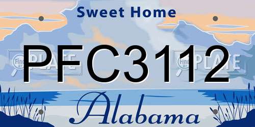 PFC3112 Alabama License Plate