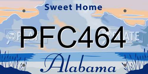 PFC464 Alabama License Plate