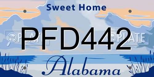 PFD442 Alabama License Plate