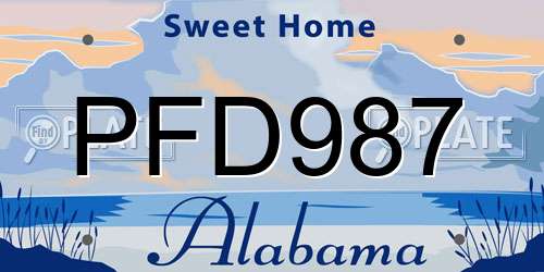 PFD987 Alabama License Plate