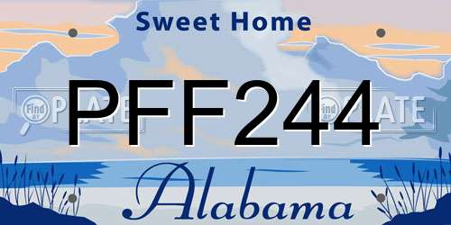PFF244 Alabama License Plate
