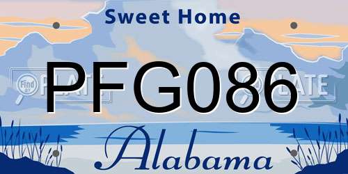 PFG086 Alabama License Plate