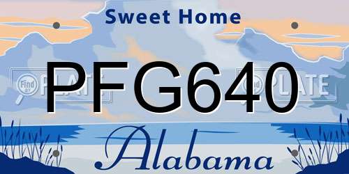PFG640 Alabama License Plate