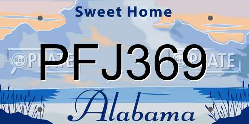 PFJ369 Alabama License Plate