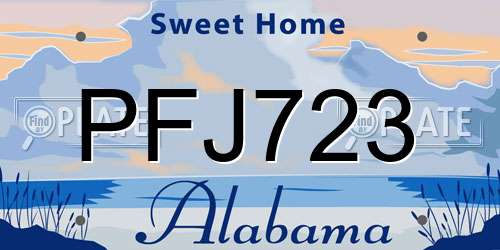 PFJ723 Alabama License Plate