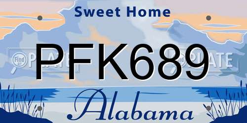 PFK689 Alabama License Plate