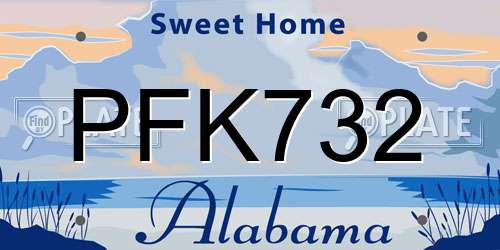 PFK732 Alabama License Plate