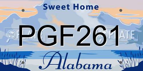 PGF261 Alabama License Plate