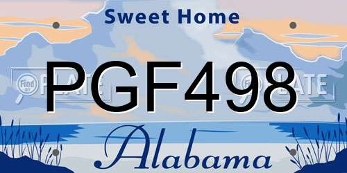 PGF498 Alabama License Plate
