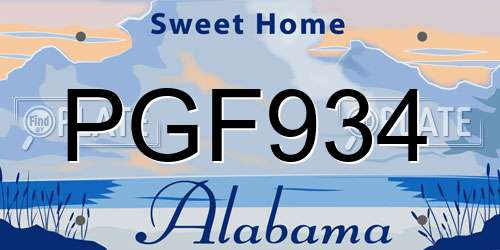PGF934 Alabama License Plate