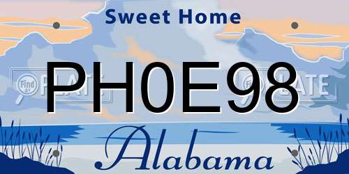 PH0E98 Alabama License Plate