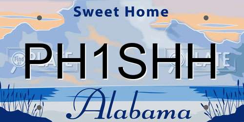 PH1SHH Alabama License Plate