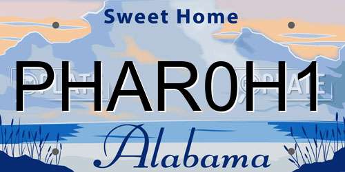 PHAR0H1 Alabama License Plate