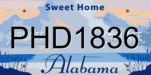 PHD1836 Alabama License Plate