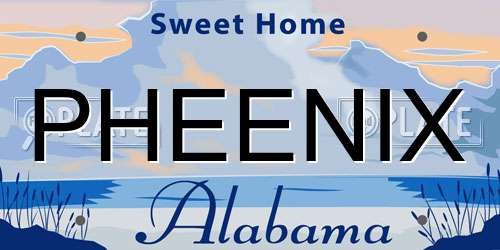 PHEENIX Alabama License Plate