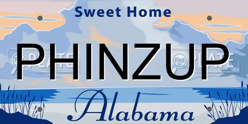 PHINZUP Alabama License Plate