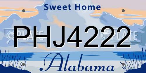 PHJ4222 Alabama License Plate