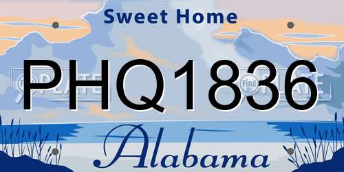 PHQ1836 Alabama License Plate