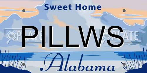PILLWS Alabama License Plate
