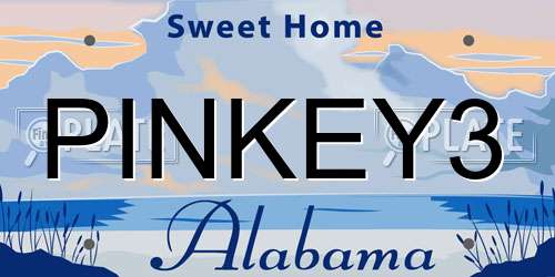 PINKEY3 Alabama License Plate