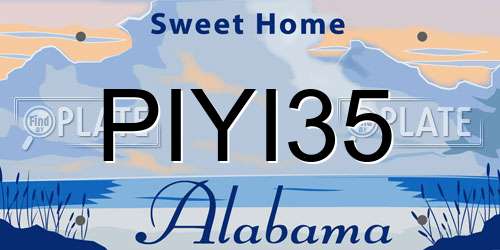 PIYI35 Alabama License Plate