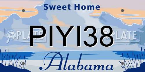 PIYI38 Alabama License Plate