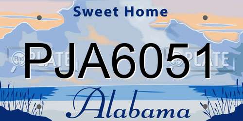 PJA6051 Alabama License Plate
