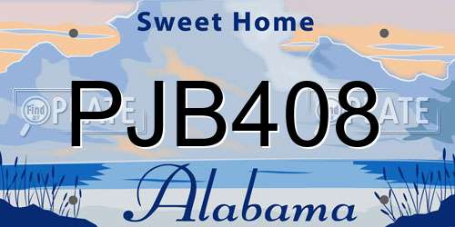 PJB408 Alabama License Plate