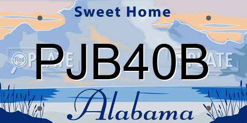 PJB40B Alabama License Plate