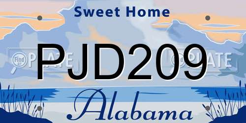PJD209 Alabama License Plate