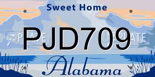 PJD709 Alabama License Plate