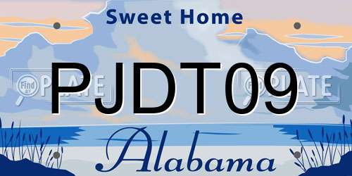 PJDT09 Alabama License Plate
