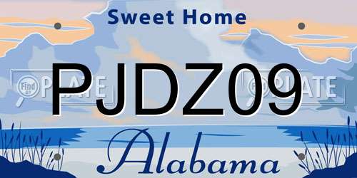 PJDZ09 Alabama License Plate