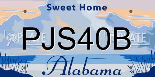 PJS40B Alabama License Plate