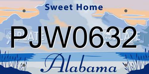 PJW0632 Alabama License Plate