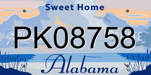PK08758 Alabama License Plate