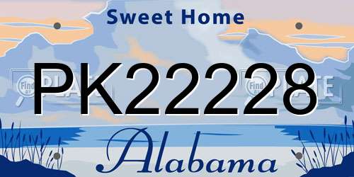 PK22228 Alabama License Plate