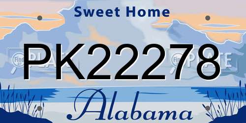 PK22278 Alabama License Plate