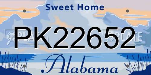 PK22652 Alabama License Plate
