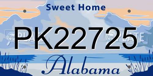 PK22725 Alabama License Plate