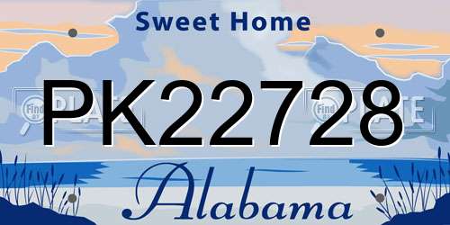 PK22728 Alabama License Plate
