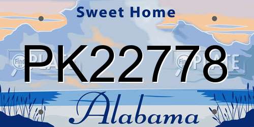 PK22778 Alabama License Plate